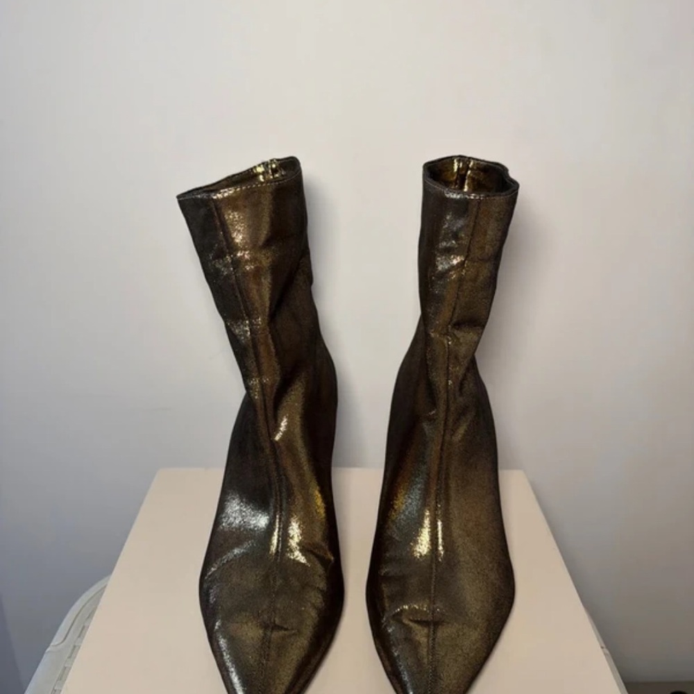 Zara Metallic Gold Heeled Boots